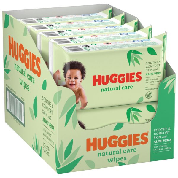 10x Huggies Billendoekjes Natural Care 10x56=560 doekjes