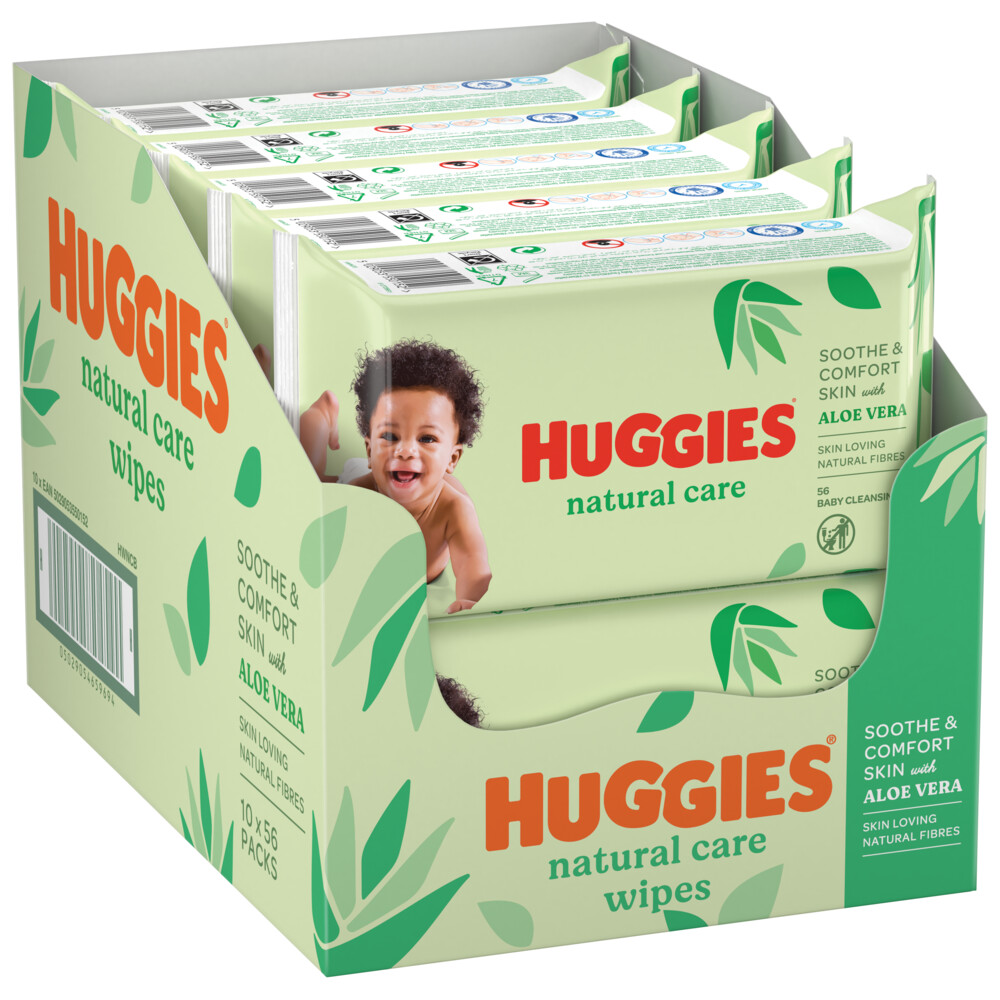 10x Huggies Billendoekjes Natural Care 10x56=560 doekjes