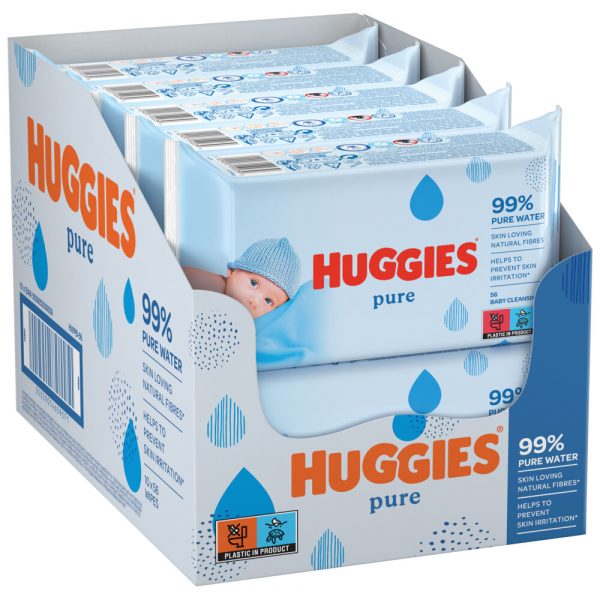 10x Huggies Billendoekjes Pure 99% Water 10 x 56 = 560 doekjes