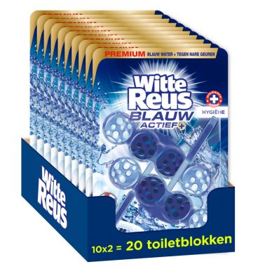 10x Witte Reus Toiletblok Blauw Actief Hygiëne 2 stuks