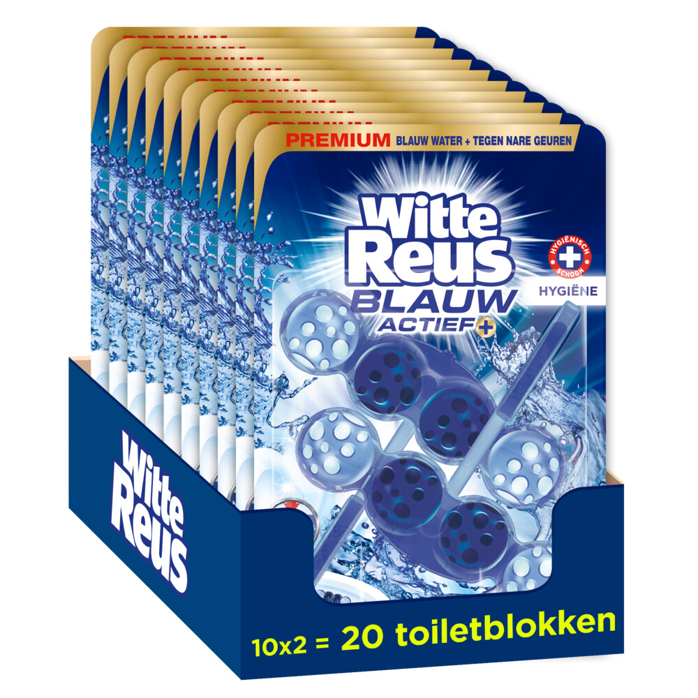 10x Witte Reus Toiletblok Blauw Actief Hygiëne 2 stuks