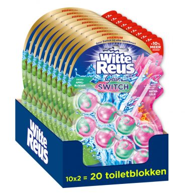 10x Witte Reus Toiletblok Geur Switch Appelbloesem Waterlelie 2 stuks