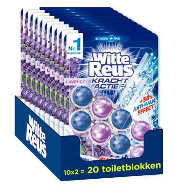 10x Witte Reus Toiletblok Kracht Actief Lavendel 2 stuks