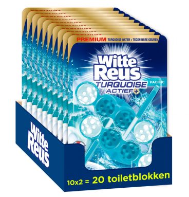 10x Witte Reus Toiletblok Turquoise Actief 2 stuks