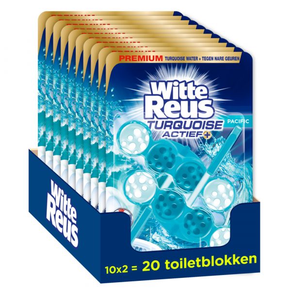 10x Witte Reus Toiletblok Turquoise Actief 2 stuks