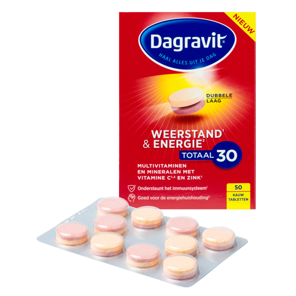 1+1 gratis: Dagravit Totaal 30 Weerstand&Energie 50 kauwtabletten