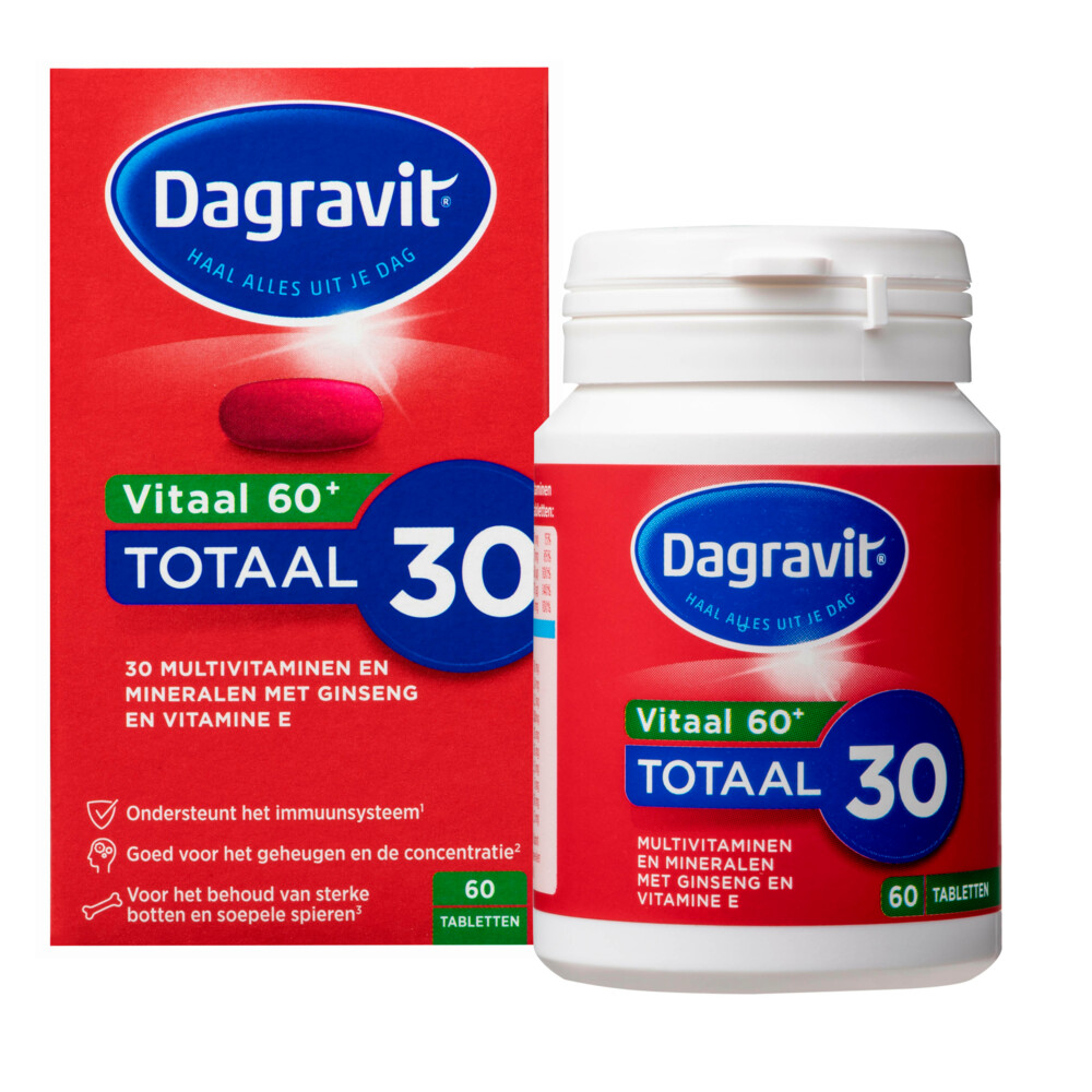 1+1 gratis: Dagravit Totaal 30 Xtra Vitaal 60+ 60 tabletten