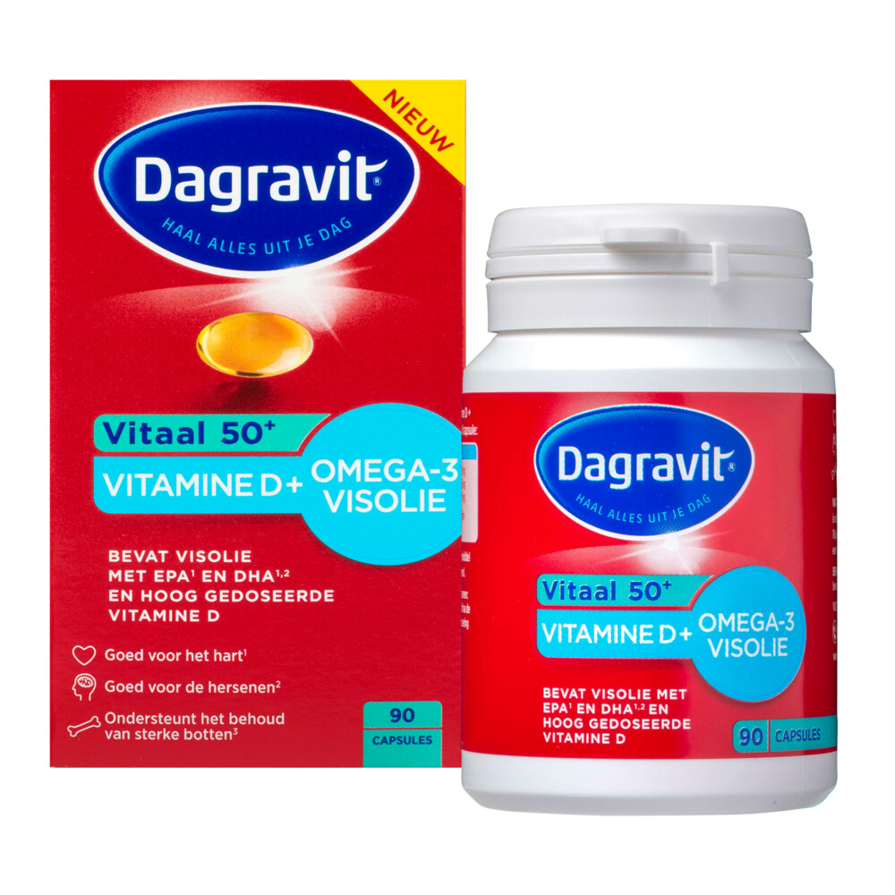 1+1 gratis: Dagravit Vitaal 50+ Vitamine D&Omega-3 Visolie 90 capsules