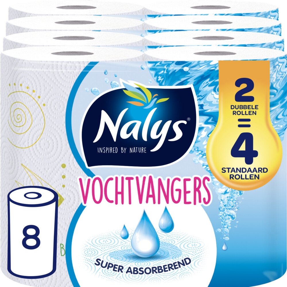 1+1 gratis: 4x Nalys Keukenpapier Vochtvangers 2 stuks