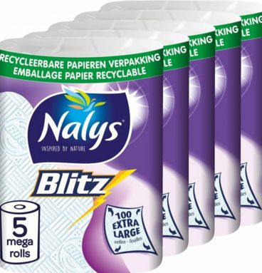 1+1 gratis: 5x Nalys Blitz Huishoudpapier in Papieren Verpakking