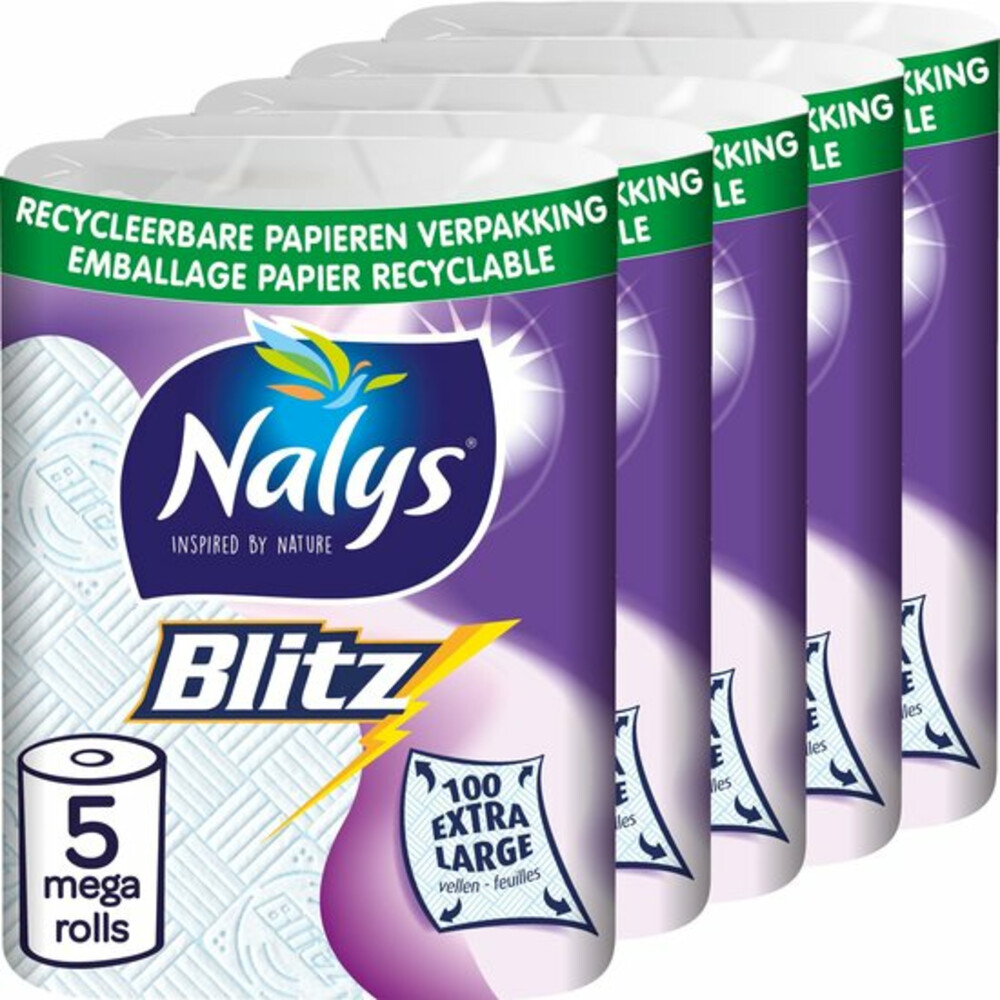 1+1 gratis: 5x Nalys Blitz Huishoudpapier in Papieren Verpakking