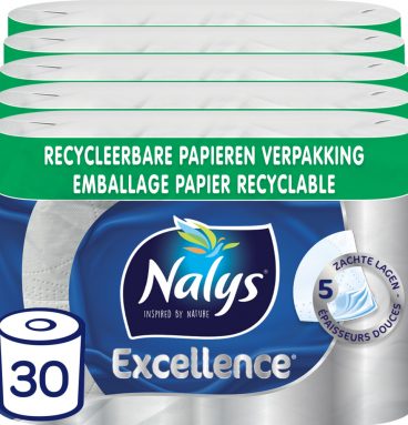 1+1 gratis: 5x Nalys Excellence Maxi-Vel Toiletpapier In Papieren Verpakking 5-Laags 6 stuks