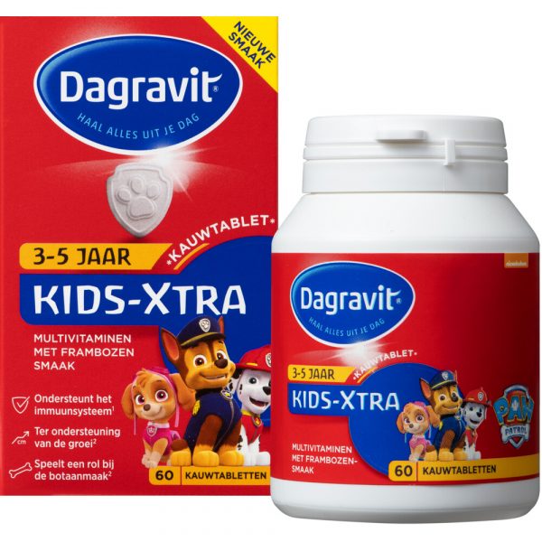 1+1 gratis: 2x Dagravit Multivitamine Kids Xtra 3-5 jaar 60 kauwtabletten