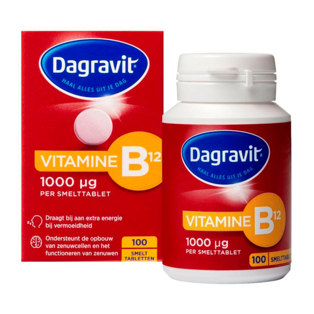 1+1 gratis: 2x Dagravit Vitamine B12 1000mcg Smelt 100 tabletten