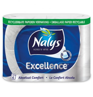 1+1 gratis: Nalys Excellence Maxi-Vel Toiletpapier In Papieren Verpakking 5-Laags 6 stuks