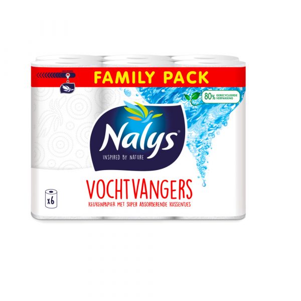 1+1 gratis: Nalys Keukenpapier in 80% Recycled Folie 6 stuks