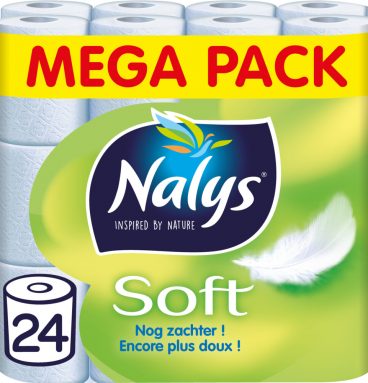 1+1 gratis: Nalys Soft Hybride Toiletpapier in 80% Recycled Folie 2-laags 24 stuks