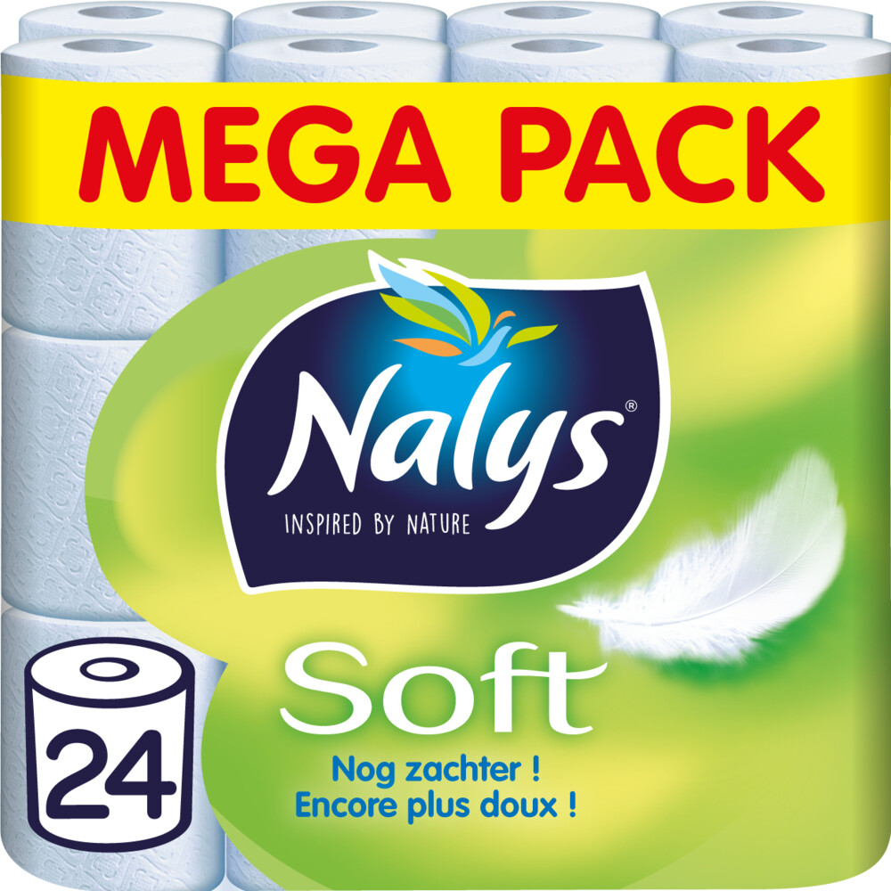 1+1 gratis: Nalys Soft Hybride Toiletpapier in 80% Recycled Folie 2-laags 24 stuks