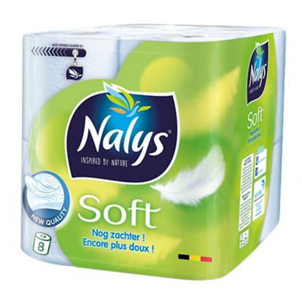 1+1 gratis: Nalys Soft Hybride Toiletpapier in 80% Recycled Folie 2-laags 8 stuks