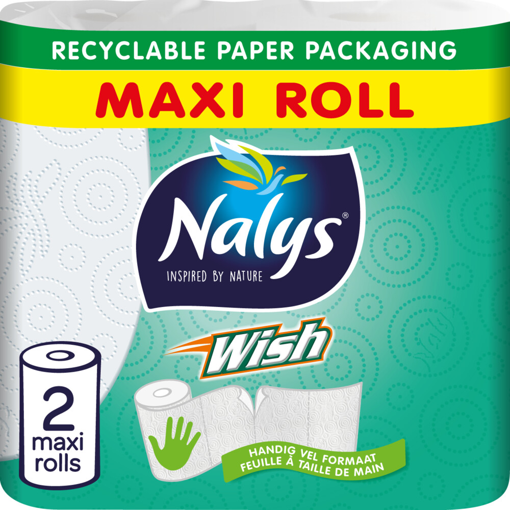 1+1 gratis: Nalys Wish Keukenpapier in Papieren Verpakking 2 stuks