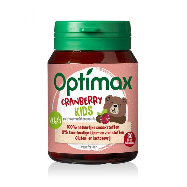 1+1 gratis: 2x Optimax Kinder Cranberry 60 tabletten