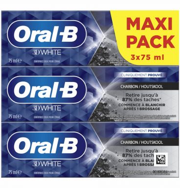 1+1 gratis: Oral-B Tandpasta 3D White Houtskool 3X75 ml