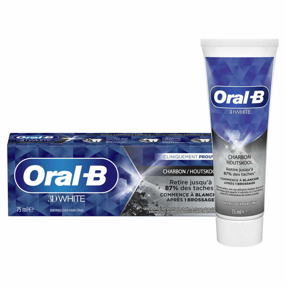 1+1 gratis: Oral-B Tandpasta 3D White Houtskool 75 ml