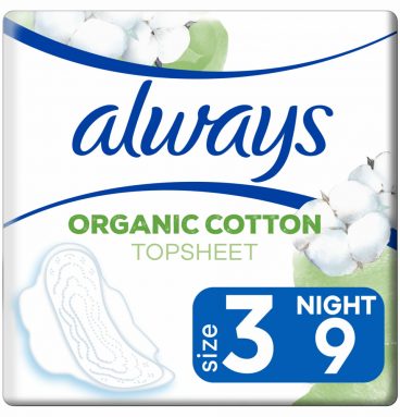 2+1 gratis: Always Maandverband Bio Cotton Protection Ultra Night met Vleugels 9 stuks