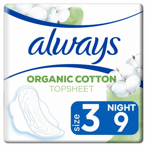 2+1 gratis: Always Maandverband Bio Cotton Protection Ultra Night met Vleugels 9 stuks