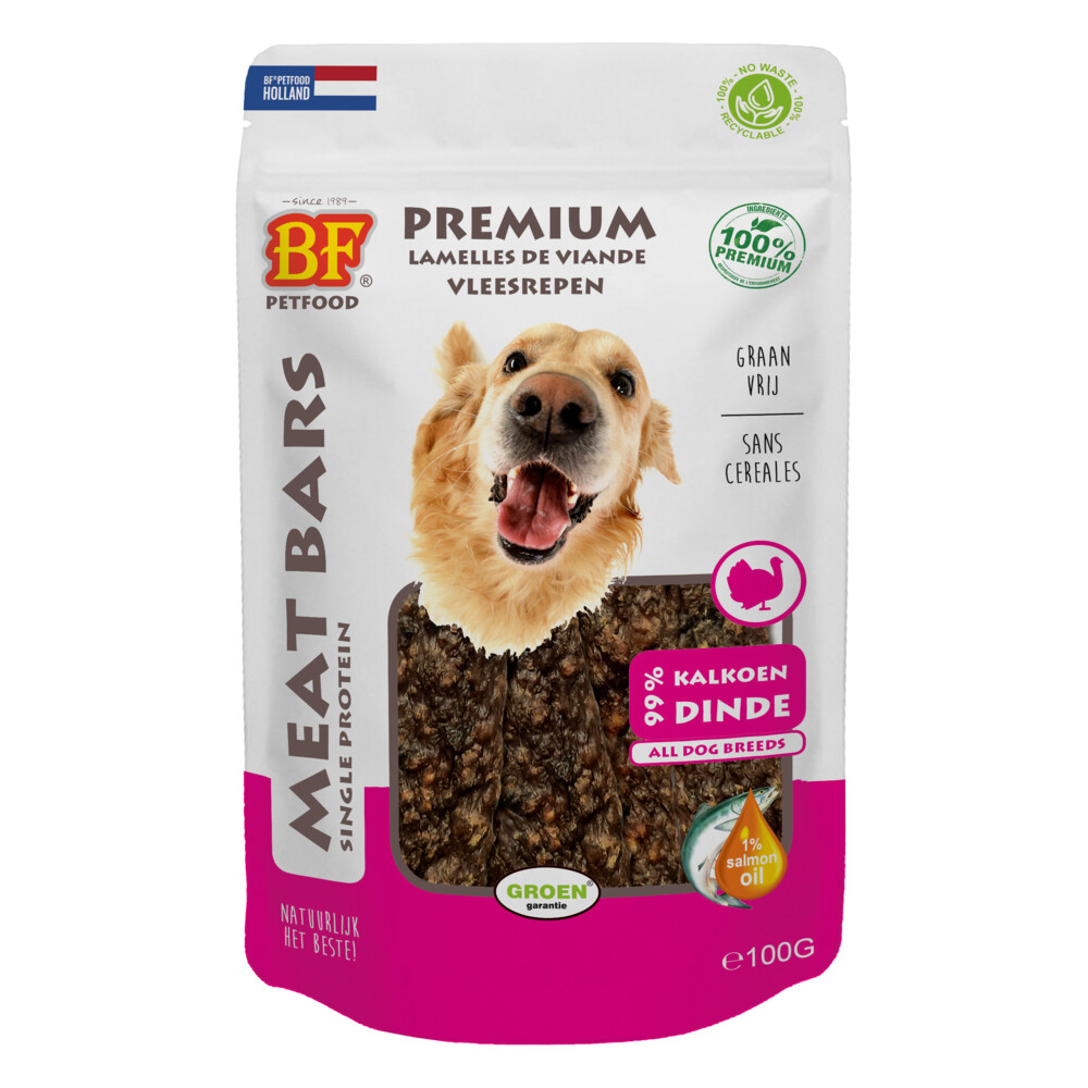 2+1 gratis: BF Petfood Meat Bars Kalkoen 100 gr