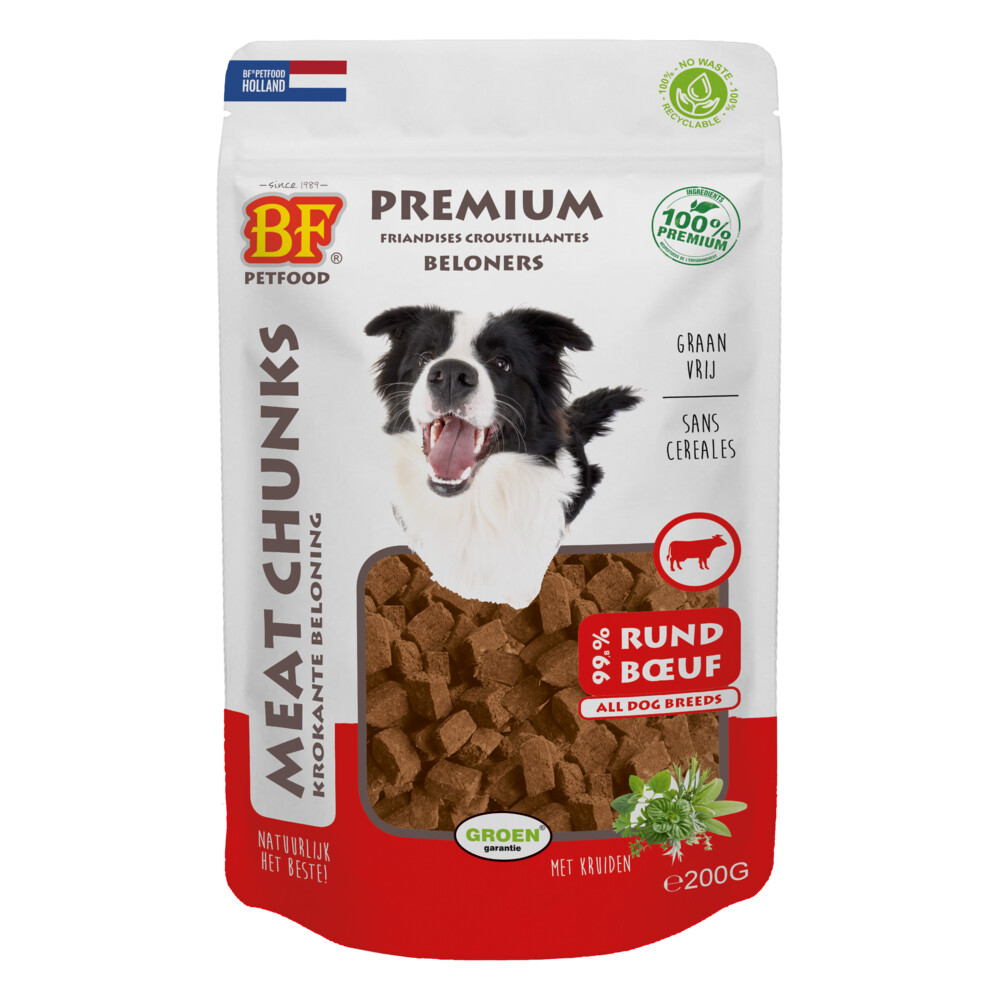 2+1 gratis: BF Petfood Meat Chunks Rund 200 gr