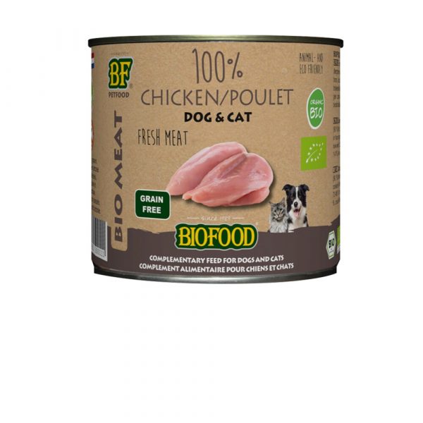 Biofood Organic Hond en Kat 100% Kip 200 gr