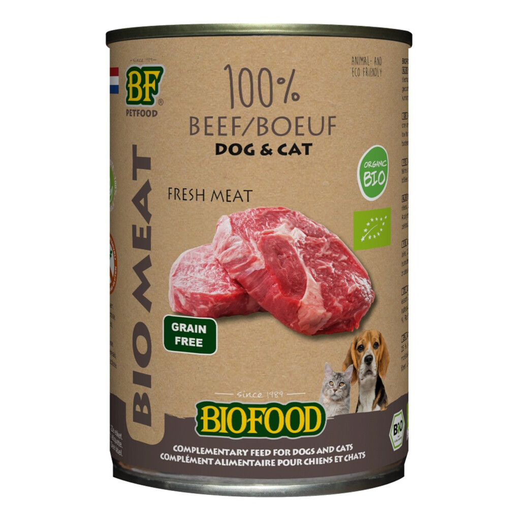 Biofood Organic Hond en Kat 100% Rund 400 gr