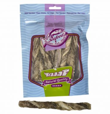 Braaaf Vissnacks Zalmhuid Sticks 12 cm 70 gr