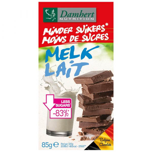 Damhert Chocoladetablet Melk Minder Suikers 85 gr