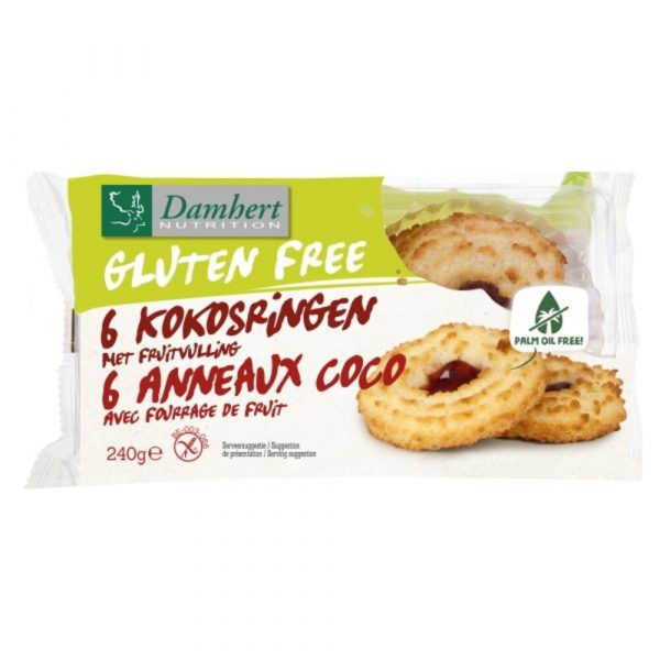 Damhert Kokosringen Fruitvulling Glutenvrij 240 gr