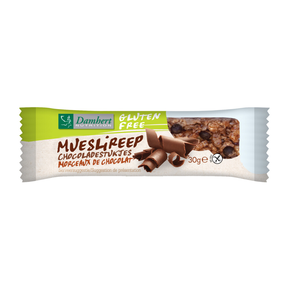 3x Damhert Mueslireep Chocolade Glutenvrij 30 gr