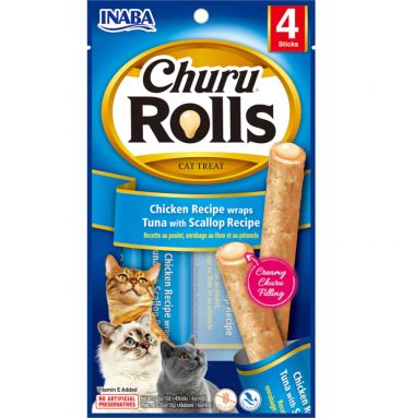 Inaba Kattensnack Churu Rolls Tonijn - Sint Jacobsschelp 40 gr