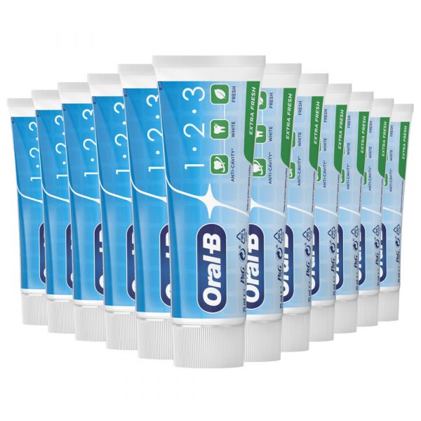 12x Oral-B Tandpasta 1-2-3 Frisse mint 75 ml