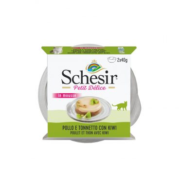 Schesir Kattenvoer Kip - Tonijn - Kiwi in Mousse 2 x 40 gr