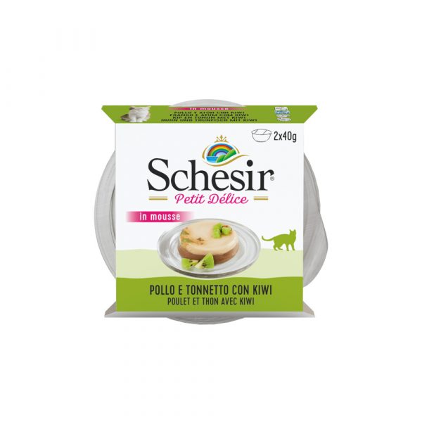 Schesir Kattenvoer Kip - Tonijn - Kiwi in Mousse 2 x 40 gr