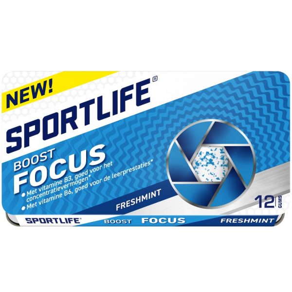 3x Sportlife Boost Focus Suikervrij Freshmint 12 stuks