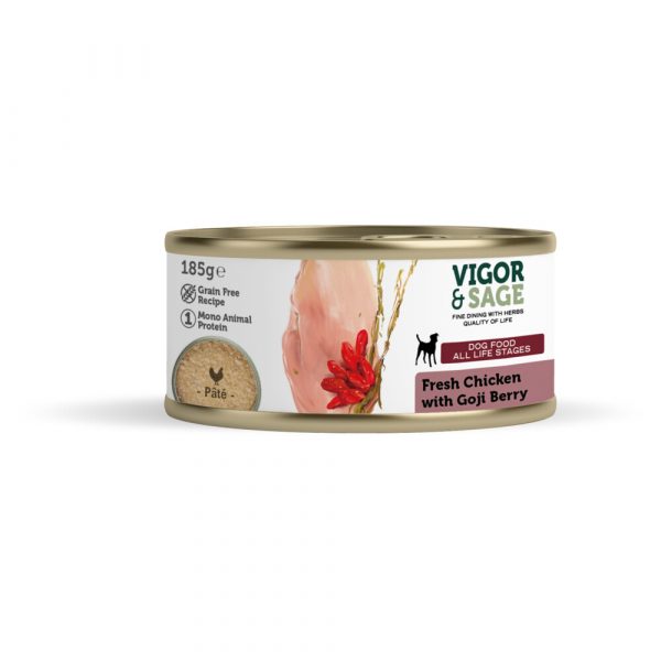 Vigor&Sage Hondenvoer Vers-in-Blik Kip - Goji Berry 185 gr