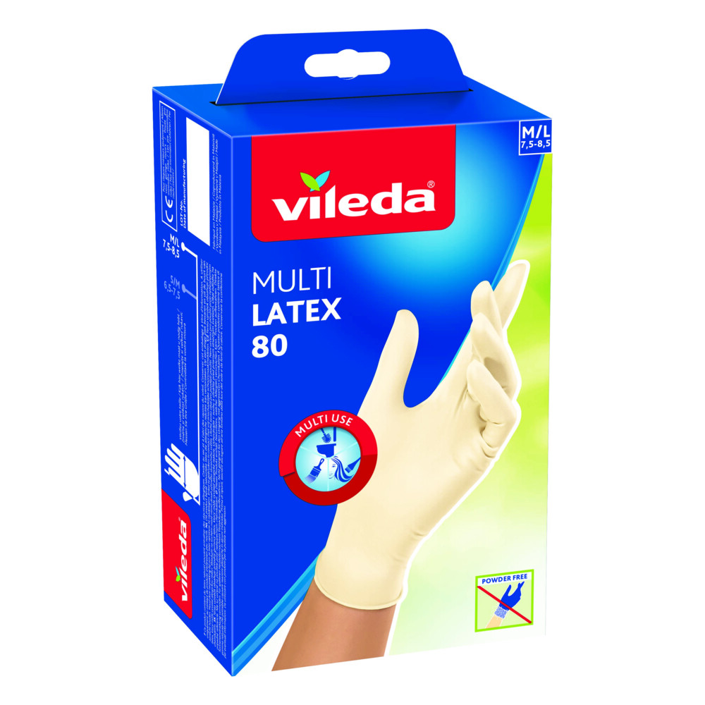 12x Vileda Multi Latex Handschoenen M/L 80 Stuks