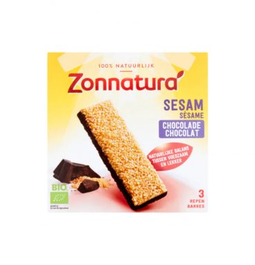 6x Zonnatura Sesam Reep Pure Chocolade Biologisch 3 x 30 gr