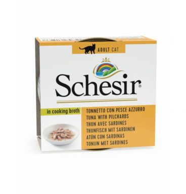 14x Schesir Kattenvoer Gekookte Tonijn en Sardines 70 gr