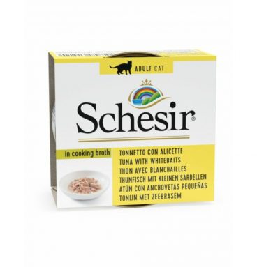 14x Schesir Kattenvoer Gekookte Tonijn en Witvis 70 gr