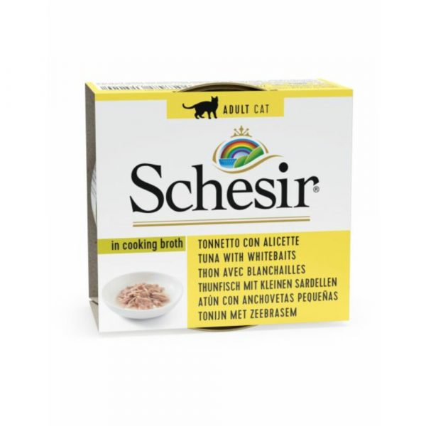 14x Schesir Kattenvoer Gekookte Tonijn en Witvis 70 gr