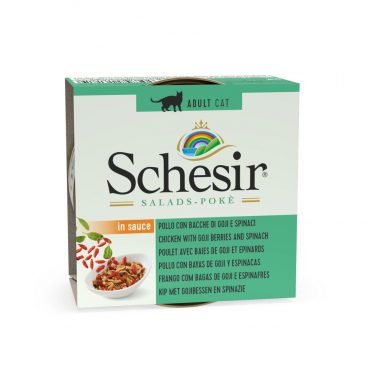 14x Schesir Kattenvoer Kip - Gojibes - Spinazie in Saus 85 gr