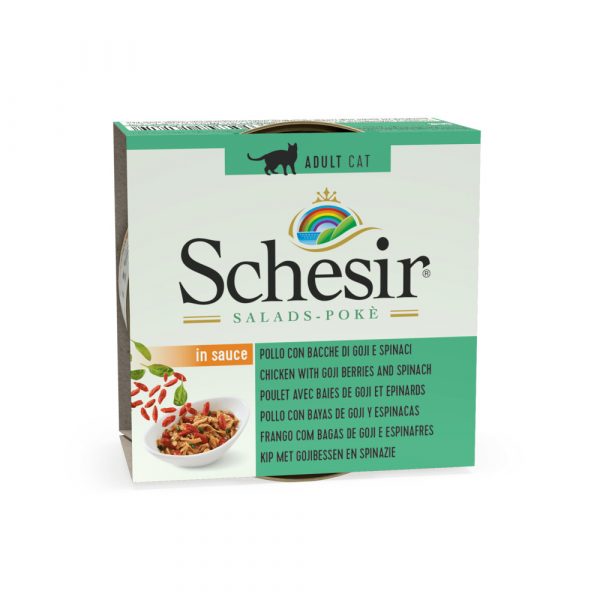 14x Schesir Kattenvoer Kip - Gojibes - Spinazie in Saus 85 gr